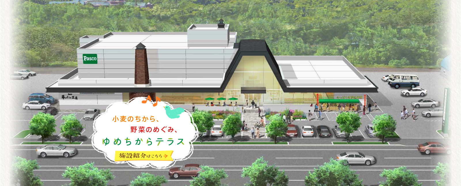 小麦のちから、野菜のめぐみ、ゆめちからテラス　施設紹介はこちら